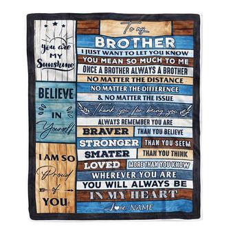 Personalized To My Brother Blanket From Sister Wood You Will Always Be In My Heart Brother Birthday Christmas Graduation Customized Bed Fleece Throw Blanket - Thegiftio UK