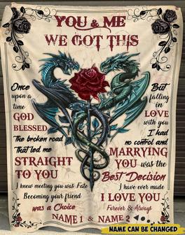 Personalized Couple Blanket You And Me We Got This We Are A Team Couples Dragon Blanket Gift For Couple - Thegiftio UK