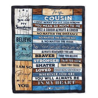 Personalized To My Cousin Blanket From Famaly Wood You Will Always Be In My Heart Cousin Birthday Christmas Graduation Customized Bed Fleece Throw Blanket - Thegiftio UK