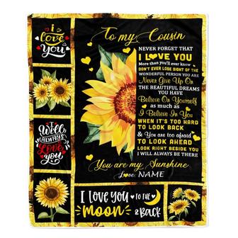 Personalized To My Cousin Blanket From Family Never Forget I Love You Sunflower Cousin Birthday Graduation Christmas Customized Bed Quilt Fleece Throw Blanket - Thegiftio UK