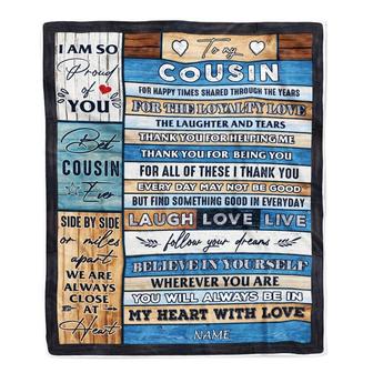 Personalized To My Cousin Blanket From Family Wood Believe In Your Self Thank You Cousin Birthday Thanksgiving Christmas Customized Bed Fleece Throw Blanket - Thegiftio UK