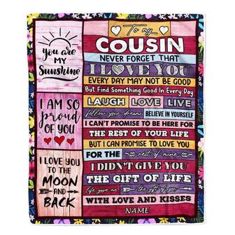 Personalized to My Cousin Blanket from Family Wood Laugh Love Live Believe Cousin Birthday Thanksgiving Christmas Customized Fleece Throw Blanket - Thegiftio UK