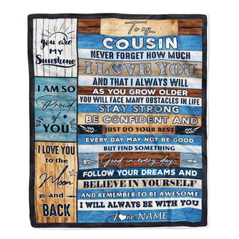 Personalized To My Cousin Blanket Proud Of You I Love You Wood Cousin Birthday Thanksgiving Christmas Customized Fleece Throw Blanket - Thegiftio