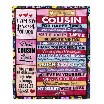Personalized To My Cousin Blanket Wood Believe In Your Self Thank You Cousin Birthday Thanksgiving Christmas Customized Bed Fleece Throw Blanket - Thegiftio