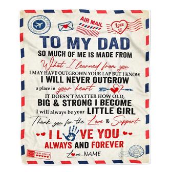 Personalized To My Dad Blanket From Daughter Air Mail Letter Mail I Love You Always Forever Dad Father's Day Birthday Christmas Customized Fleece Blanket - Thegiftio UK