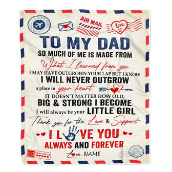 Personalized To My Dad Blanket From Daughter Air Mail Letter Mail I Love You Always Forever Dad Father's Day Birthday Christmas Customized Fleece Blanket - Thegiftio