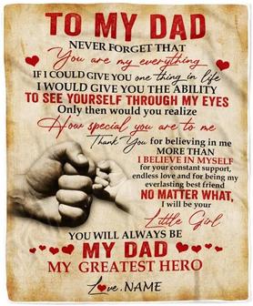 Personalized To My Dad Blanket from Daughter Never Forget That You are My Everything Dad Father's Day Customized Fleece Blanket - Thegiftio UK