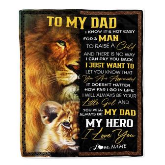 Personalized To My Dad Blanket From Daughter Lion I Love You Dad Father's Day Birthday Thanksgiving Christmas Customized Fleece Blanket - Thegiftio UK