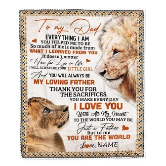 Personalized To My Dad Blanket From Daughter Lion My Loving Father I Love You Dad Father's Day Birthday Thanksgiving Christmas Customized Fleece Blanket - Thegiftio UK