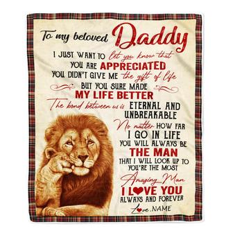 Personalized To My Dad Blanket From Daughter Son Lion You're The Most Amazing Man I Love You Dad Father's Day Birthday Christmas Customized Fleece Blanket - Thegiftio UK