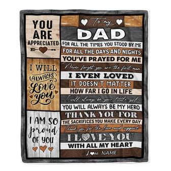 Personalized To My Dad Blanket from Daughter Son Wood Thank you For Love And Support Dad Fathers Day Birthday Christmas Customized Bed Fleece Throw Blanket - Thegiftio UK