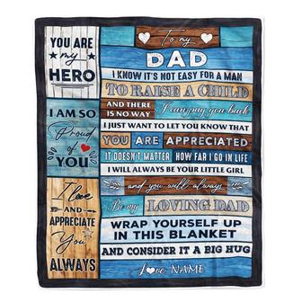 Personalized To My Dad Blanket From Daughter Son Wood It A Big Hug Be My Loving Dad Birthday Fathers Day Thanksgiving Christmas Customized Fleece Throw Blanket - Thegiftio UK
