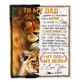 Personalized To My Dad from Daughter Blanket I Love You Dad Lion Father's Day Birthday Thanksgiving Christmas Customized Fleece Blanket - Thegiftio UK