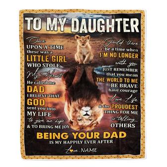 Personalized To My Daughter Blanket From Dad Father Being Your Dad Is My Happily Ever Daughter Birthday Graduation Christmas Customized Fleece Throw Blanket - Thegiftio UK