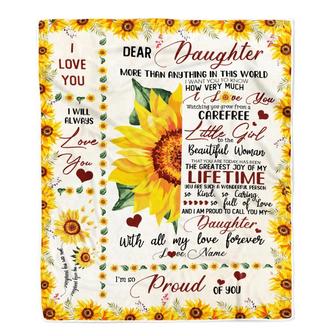 Personalized To My Daughter Blanket Love From Mom Sunflower With All My Love Forever Daughter Birthday Christmas Customized Fleece Blanket - Thegiftio UK