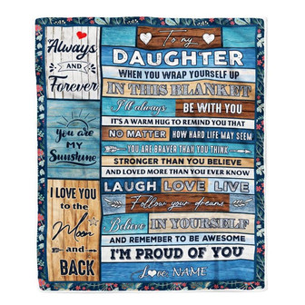 Personalized To My Daughter Blanket From Mom Dad Believe in Yourself Wood Daughter Birthday Graduation Christmas Customized Bed Quilt Fleece Throw Blanket - Thegiftio UK