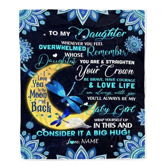 Personalized to My Daughter Blanket from Mom Dad Dragonfly Whenever You Feel Overwhelmed Remember Whose Daughter You are Birthday Christmas Fleece Blanket - Thegiftio UK