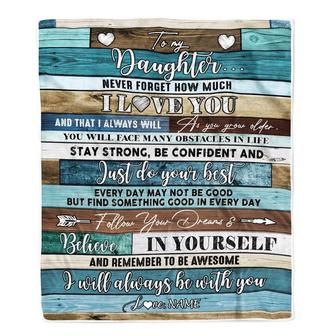Personalized To My Daughter Blanket From Mom Dad Father Wood Never Forget I Love You Daughter Birthday Graduation Christmas Customized Fleece Throw Blanket - Thegiftio UK