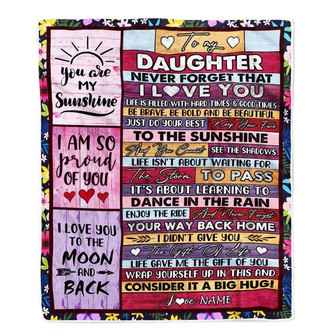 Personalized To My Daughter Blanket From Mom And Dad Never Forget That I Love You Wood Daughter Birthday Thanksgiving Christmas Customized Fleece Throw Blanket - Thegiftio UK