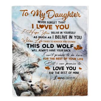 Personalized To My Daughter Blanket From Mom Dad Never Forget That I Love You Wolf Daughter Birthday Graduation Christmas Customized Bed Fleece Throw Blanket - Thegiftio UK