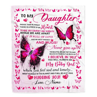 Personalized To My Daughter Blanket from Mom Dad Inside This Blanket There is a Piece of My Heart Customized For Birthday Christmas Fleece Blanket - Thegiftio UK