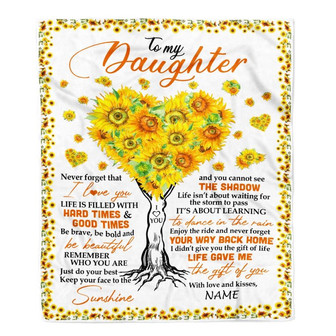Personalized to My Daughter Blanket from Mom Dad Life Gave Me The Gift of You Sunflower Daughter Birthday Thanksgiving Christmas Customized Fleece Blanket - Thegiftio UK