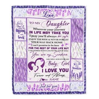 Personalized To My Daughter Blanket From Mom Dad Love You Are My Sunshine Flower Purple Daughter Birthday Christmas Thanksgiving Customized Fleece Blanket - Thegiftio UK