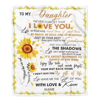 Personalized To My Daughter Blanket From Mom Dad I Love You White Sunflower Daughter Birthday Christmas Thanksgiving Graduation Customized Fleece Blanket - Thegiftio UK