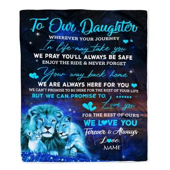 Personalized To My Daughter Blanket From Mom And Dad We Love You Forever Always Lion Daughter Birthday Thanksgiving Christmas Customized Fleece Throw Blanket - Thegiftio UK