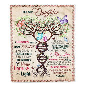 Personalized to My Daughter Blanket from Mom Dad My Love Within It Morning Noon Night Butterfly Tree Daughter Birthday Christmas Customized Fleece Blanket - Thegiftio UK
