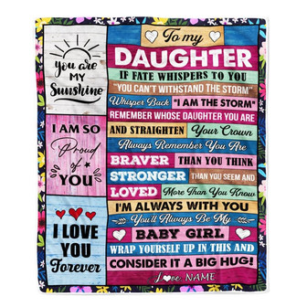 Personalized To My Daughter Blanket From Mom Dad Mother Wood I Am The Storm Daughter Birthday Graduation Christmas Customized Fleece Throw Blanket - Thegiftio UK