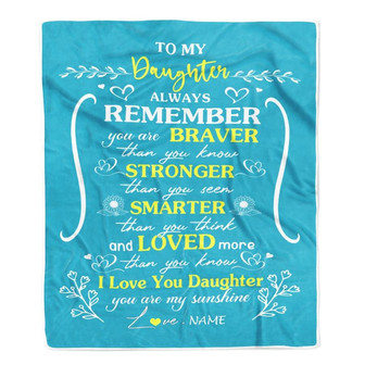 Personalized To My Daughter Blanket From Mom Dad Mother Teal I Love You Daughter Birthday Christmas Gift Customized Bed Quilt Fleece Throw Blanket - Thegiftio UK