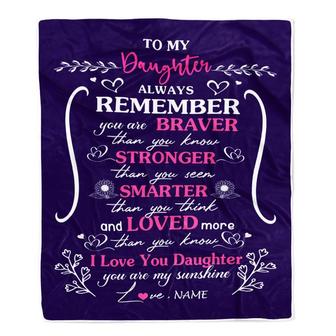 Personalized To My Daughter Blanket From Mom Dad Mother Purple I Love You Daughter Birthday Christmas Gift Customized Bed Quilt Fleece Throw Blanket - Thegiftio UK