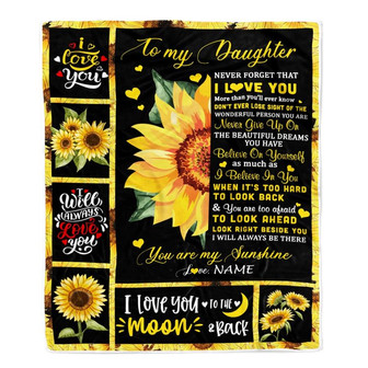 Personalized To My Daughter Blanket From Mom Dad Mother Never Forget I Love You Sunflower Daughter Birthday Graduation Christmas Bed Fleece Throw Blanket - Thegiftio UK