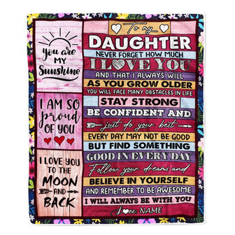 Personalized To My Daughter Blanket From Mom And Dad Proud Of You I Love You Wood Daughter Birthday Thanksgiving Christmas Customized Fleece Throw Blanket - Thegiftio