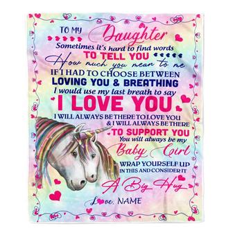 Personalized to My Daughter Blanket from Mom Dad Sometimes It's Hard to Find Words to Say I Love You Horse Daughter Birthday Christmas Fleece Blanket - Thegiftio UK