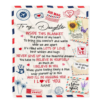 Personalized To My Daughter Blanket From Mom Dad You Are My Sunshine Air Mail Letter Daughter Birthday Christmas Graduation Customized Fleece Blanket - Thegiftio UK