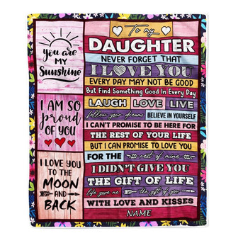 Personalized to My Daughter Blanket from Mom Dad Wood Laugh Love Live Believe Daughter Birthday Thanksgiving Christmas Customized Fleece Throw Blanket - Thegiftio UK