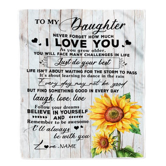Personalized To My Daughter Blanket From Mom Mother Dad Sunflower Wood Laugh Love Live Daughter Birthday Christmas Customized Bed Quilt Fleece Throw Blanket - Thegiftio UK