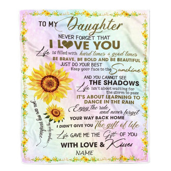 Personalized To My Daughter Blanket From Mom Mother Dad Sunflower Never Forget That I Love You Daughter Birthday Christmas Bed Quilt Fleece Throw Blanket - Thegiftio UK