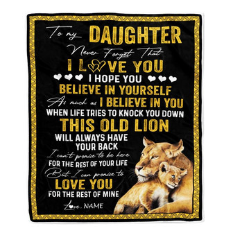 Personalized To My Daughter Blanket From Mom This Old Lion Love You Daughter Birthday Graduation Christmas Customized Fleece Blanket - Thegiftio UK