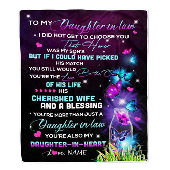 Personalized To My Daughter In Law Blanket From Mother In Law Butterfly Christmas Birthday Pregnant Wedding Day Anniversary Christmas Customized Fleece Blanket - Thegiftio UK