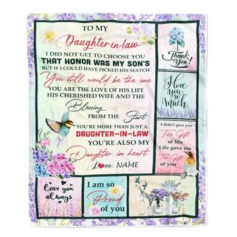 Personalized To My Daughter In Law From Mother I Didn't Get To Choose You Christmas Birthday Pregnant Wedding Anniversary Customized Fleece Blanket - Thegiftio UK