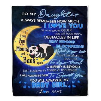 Personalized To My Daughter I Love You Forever From Mom Dad Panda Daughter Birthday Christmas Thanksgiving Graduation Customized Fleece Blanket - Thegiftio UK