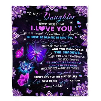 Personalized To My Daughter I Love You From Mom Dad Butterfly Daughter Birthday Christmas Thanksgiving Graduation Customized Fleece Blanket - Thegiftio UK