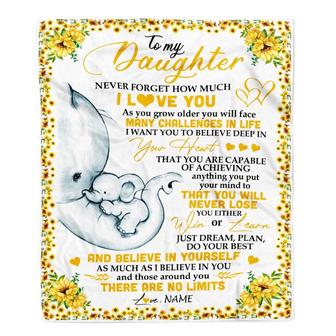 Personalized To My Daughter I Love You From Mom Dad Panda Sunflower Elephant Daughter Birthday Christmas Thanksgiving Graduation Customized Fleece Blanket - Thegiftio