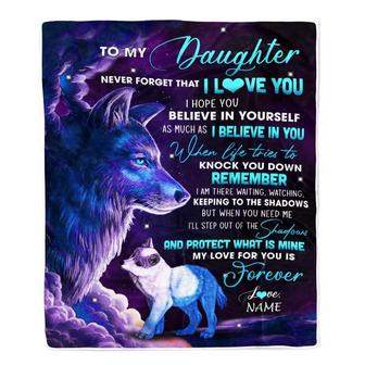 Personalized To My Daughter From Mom Dad Blanket Wolf Moon My Love For You Is Forever Daughter Birthday Christmas Customized Fleece Blanket - Thegiftio UK