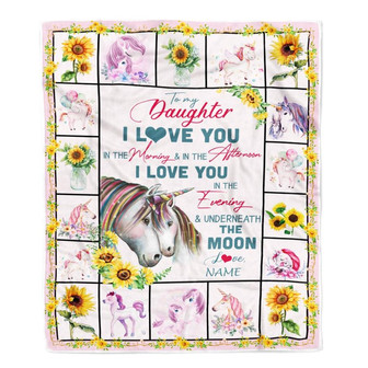 Personalized To My Daughter Unicorn Blanket From Mom Mother Dad Never Forget I Love You Daughter Birthday Christmas Customized Bed Fleece Blanket - Thegiftio