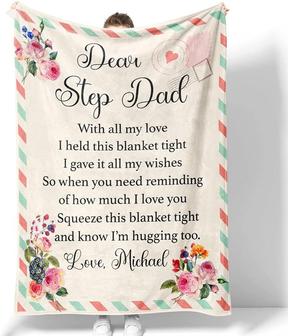 Personalized Dear Stepdad from Daughter Cozy Throw Fleece Father's Day Blanket - Thegiftio UK