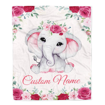 Personalized Elephant Blanket For Girl Daughter Niece Granddaughter Birthday Christmas Customized Throw Blanket - Thegiftio
